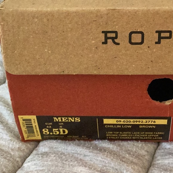 Roper - Mens Brown Tumbled Leather Chillin low Chukka Shoes - size 8.5 D - new - Picture 8 of 8